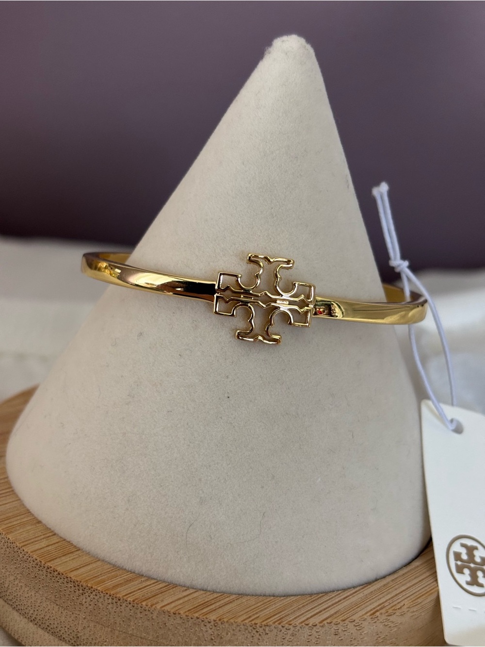 Tory Burch Gold Double-T Slim Bangle Bracelet
